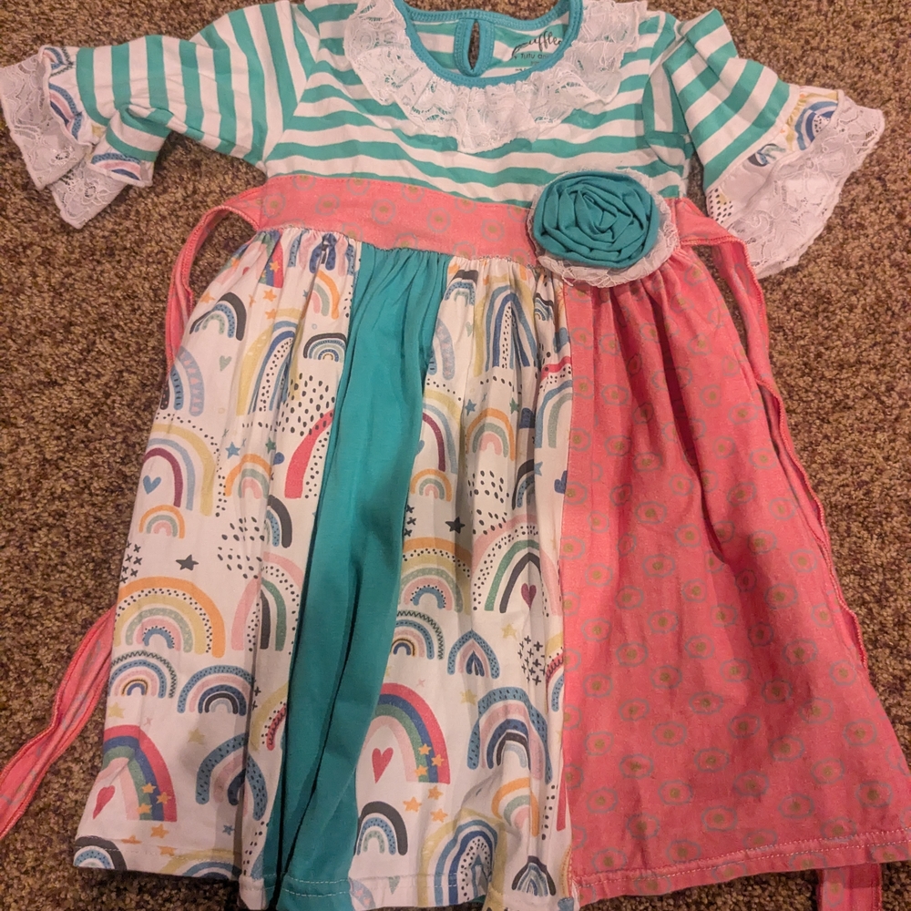 Colorful Striped and Rainbow Kids Dress